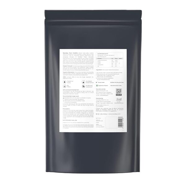 Nutrabay Pure Micronised Creatine Monohydrate Powder 3000 mg/Serving – Pre/Post Workout Supplement for Muscle Gain & Recovery |33 Servings – 100g, Unflavoured | Trustified Certified | 100% Authentic - Image 2